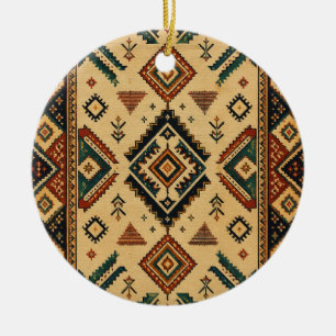 Adorno de Navidad de cerámica con patrón geométric