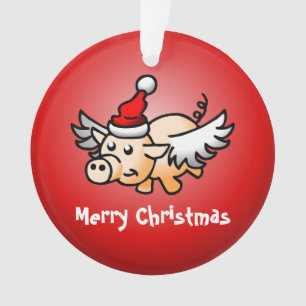 Adorno de Navidad de cerdo volador de acrílico