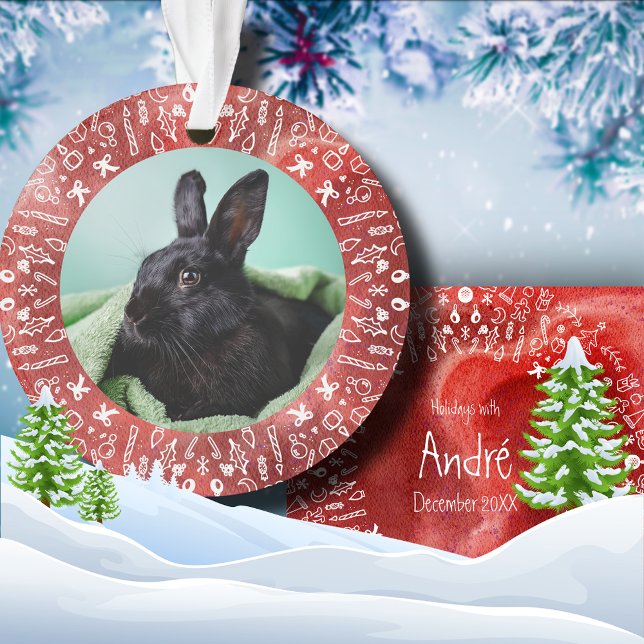 Adorno de Navidad de conejo DIY en rojo (Subido por el creador)