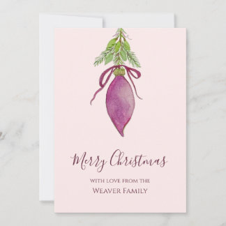 Adorno de Navidad de lazo rosa en acuarela origina