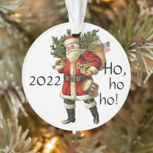Adorno de Navidad de Papá Noel con saco de juguete
