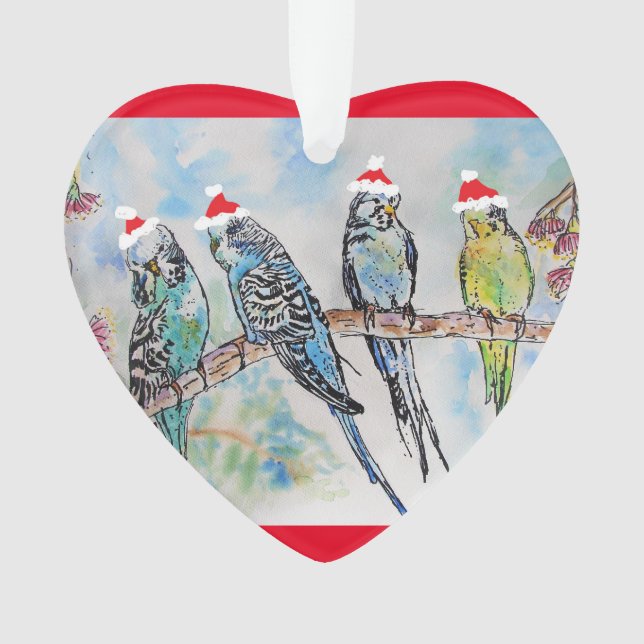 Adorno de Navidad de periquitos de Santa (Anverso)