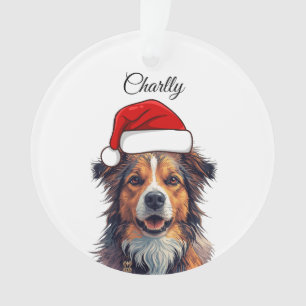 Adorno de Navidad de Perro Personalizado con Gorro