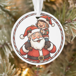Adorno de Navidad de Santa y Niño