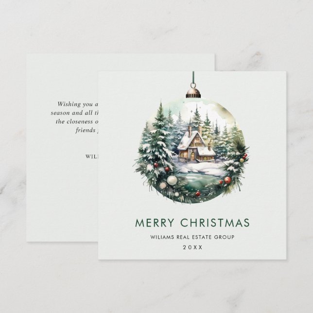 Adorno de Navidad elegante saludo corporativo  (Anverso / Reverso)