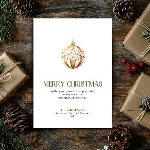 Adorno de Navidad elegante Tarjeta Neutral Oro Min