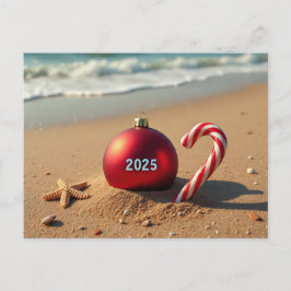 Adorno de Navidad en la tarjeta de vacaciones de p