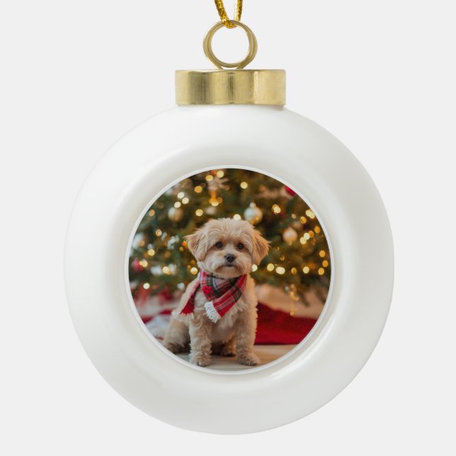 Adorno de Navidad para Perro Personalizado | Foto  (Anverso)