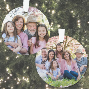 Adorno de Navidad personalizado con dos fotos fami