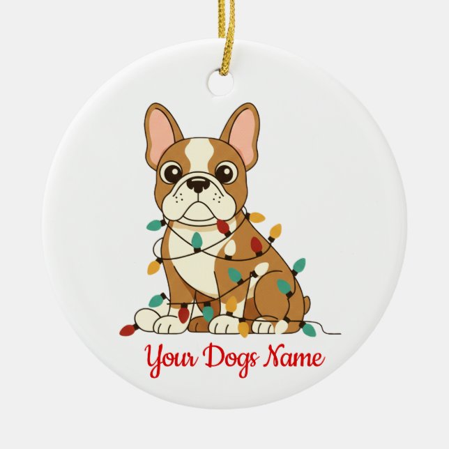 Adorno de Navidad personalizado de Bulldog Francés (Frente)