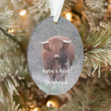 Adorno de Navidad personalizado de vaca de las Hig