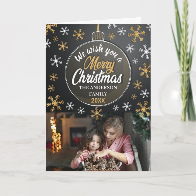 Adorno de Navidad Personalizado Elegante con Foto (Anverso)