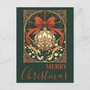 Adorno de Navidad Rojo y Beige Art Nouveau