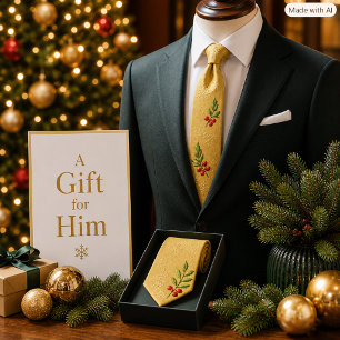Adorno de Navidad y Corbata de Hombre de Hoja Dor