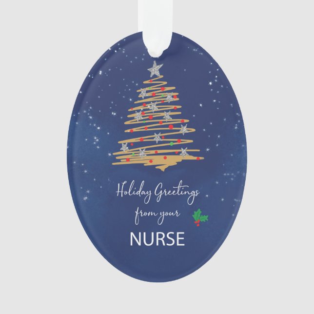 Adorno DE Nurse Christmas Tree Personalizable Name (Anverso)