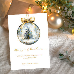 Adorno de oro con elegante letra de Feliz Navidad