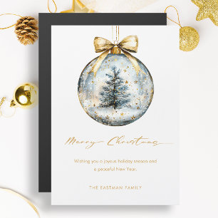 Adorno de oro con elegante letra de Feliz Navidad