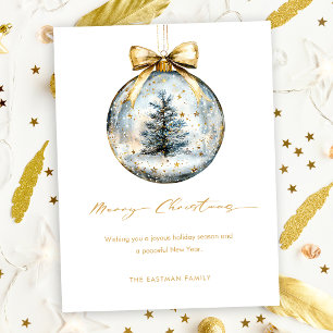 Adorno de oro con elegante letra de Feliz Navidad