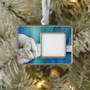 Adorno de oso polar Aurora enmarcado