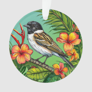 Adorno de pájaro floral