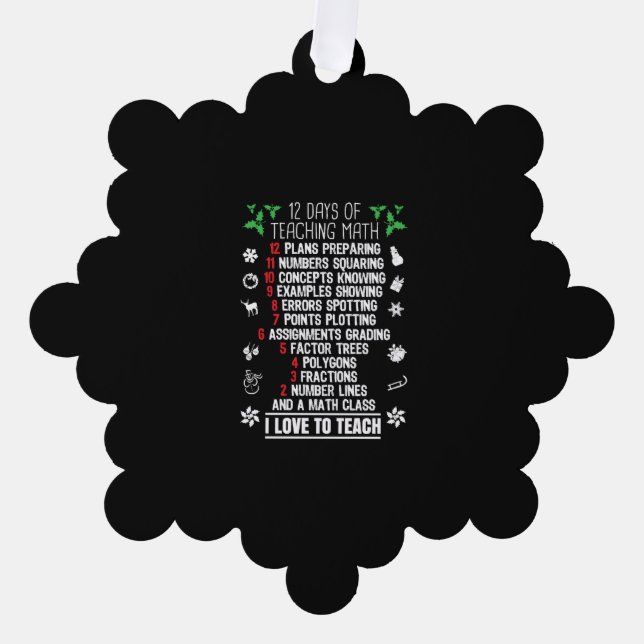 Adorno De Papel 12 días de obsequios a maestros de matemáticas Nav (Anverso)