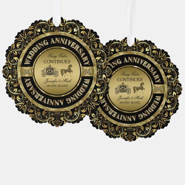 Adorno De Papel 50.º Boda de Aniversario-Caballo y Transporte (Anverso/Reverso)