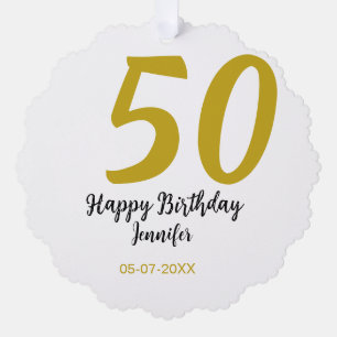 Adorno De Papel 50 cumpleaños añadir nombre fecha año negro planti