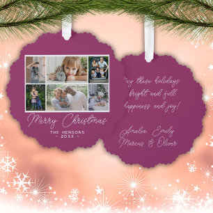 Adorno De Papel 6 Foto Collage Feliz Navidad Familia