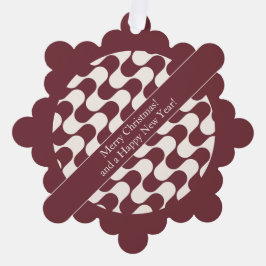 Adorno De Papel Abstract Waves Red and White with Text