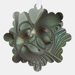 Adorno De Papel Abstracto Olive Sage Green Grey Fractal Art Fantas