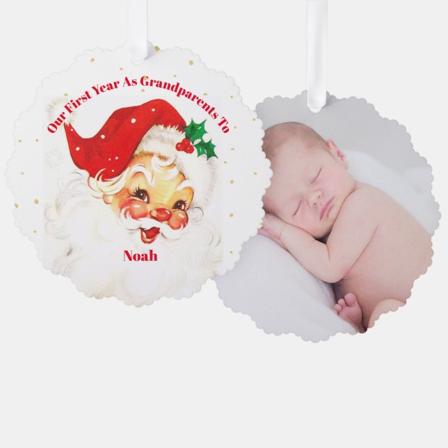 Adorno De Papel Abuelos primera foto de Navidad (Anverso/Reverso)
