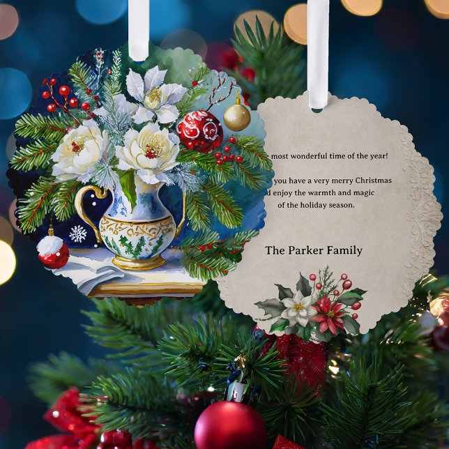 Adorno De Papel Aceite pintado estilo Navidades floral con peonies (Subido por el creador)