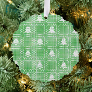 Adorno De Papel Acogedor patrón de suéter feo de árbol de Navidad 