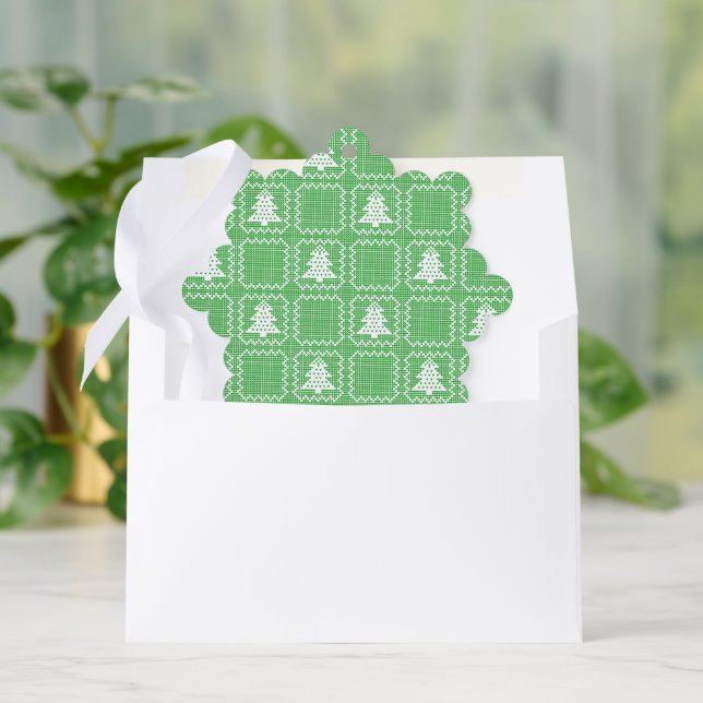 Adorno De Papel Acogedor patrón de suéter feo de árbol de Navidad  (Sobre)