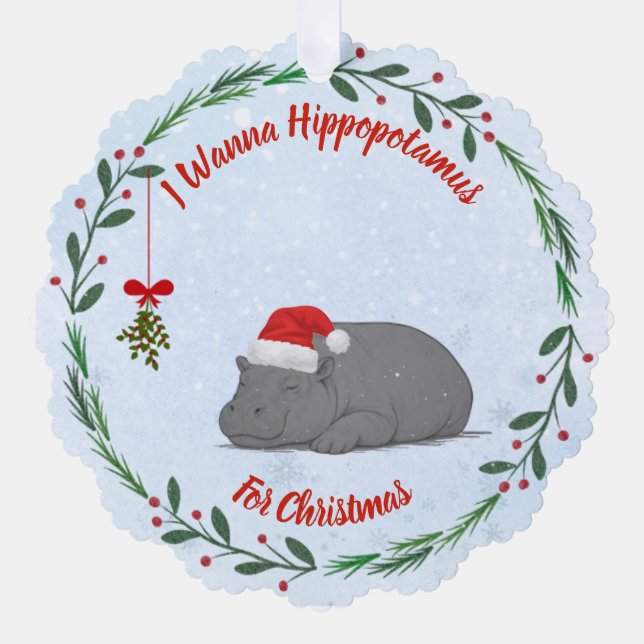 Adorno De Papel Adjustable "Wanna Hippopotamus For Christmas"  (Anverso)