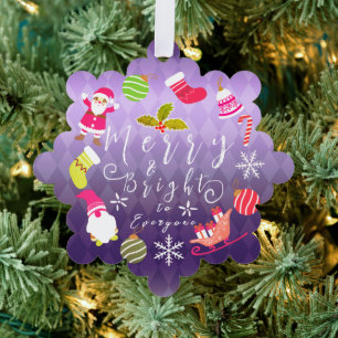Adorno De Papel Alegría Navidad Púrpura