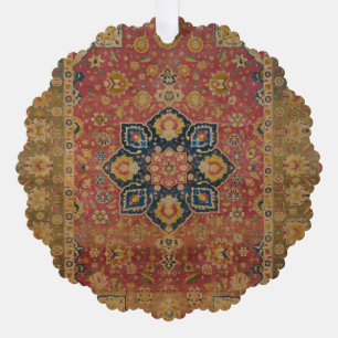 Adorno De Papel Alfombra Persa Asiática de Kashan de Oro Rojo