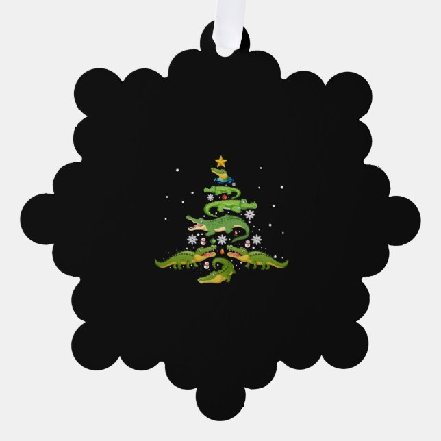 Adorno De Papel Alligator Christmas Tree Cute Xmas Lover Luces (Anverso)