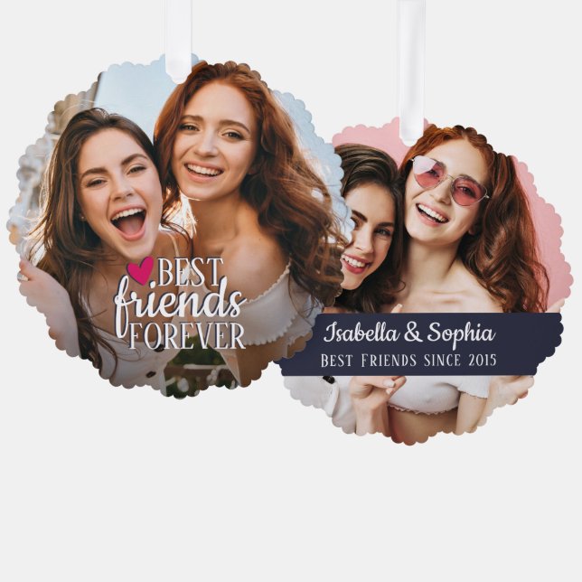 Adorno De Papel Amigos mejores amigos para siempre BFF 2 fotos ami (Anverso/Reverso)