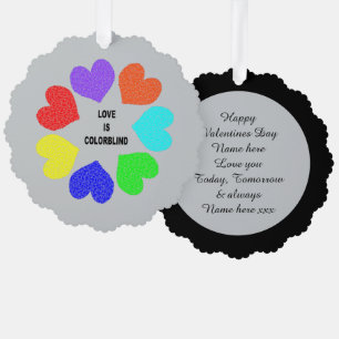 Adorno De Papel Amor interracial Corazón arcoiris Personalizado