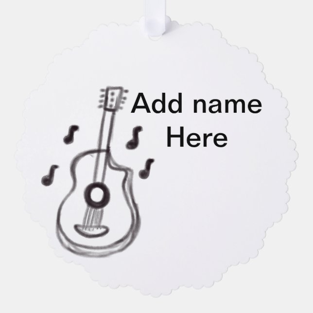 Adorno De Papel Añadir el nombre texto guitarra acústica marrón ed (Anverso)