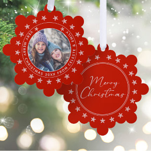 Adorno De Papel Añadir foto y nombre madre hija Feliz Navidad