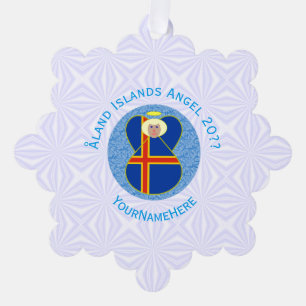Adorno De Papel Angel de bandera de las islas Åland personalizado