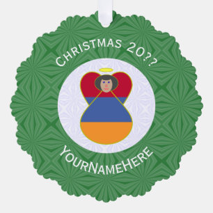 Adorno De Papel Ángel de Navidad Personalizado Bandera Armenia