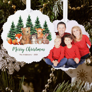 Adorno De Papel Animales de Bosque Invernal Acuarela Feliz Navidad