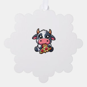Adorno De Papel Animales de vaca comiendo pizza marigherita comida