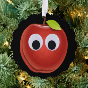 Adorno De Papel Apple, fruta roja con ojos de google - Personaliza