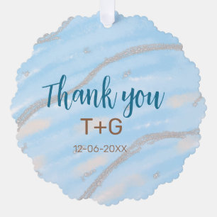 Adorno De Papel Aqua gold gracias agregar el nombre de pareja fech