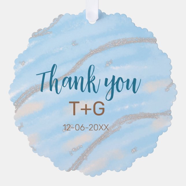Adorno De Papel Aqua gold gracias agregar el nombre de pareja fech (Anverso)