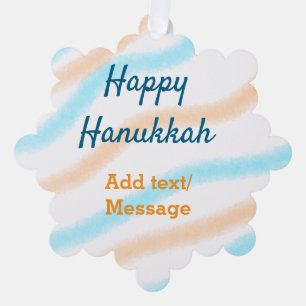 Adorno De Papel Aqua naranja feliz Hanukkah agregar mensaje de tex